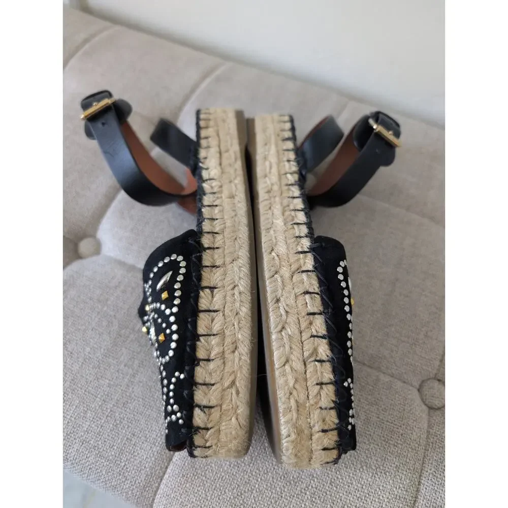 Valentino Garavani Studded Butterfly Suede Espadrilles size EU 39